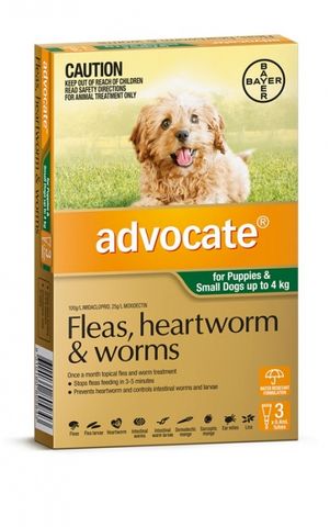 ADVOCATE Green 0-4kg Pup/Sml Dog 3pk