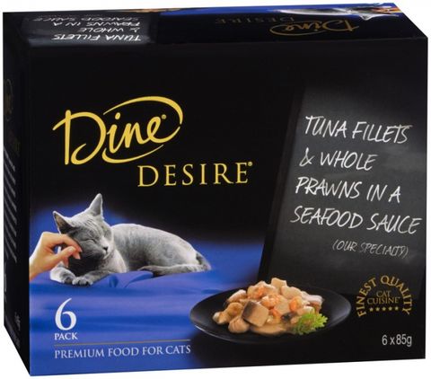 DINE Desire 4x(6x85g)  Tuna Fillet  Prawns Seafood Sauce (239241)