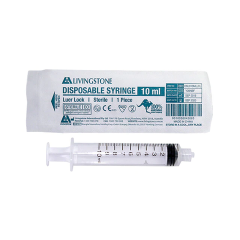 LIVINGSTONE Syringe 10ml Box 100   (Slip Eccentric)