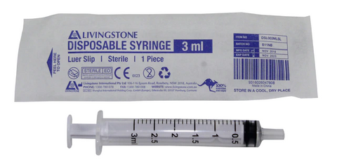 LIVINGSTONE Syringe 3ml Box 100   (Slip Eccentric)