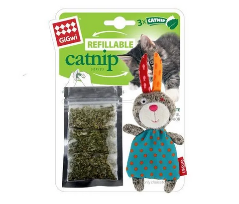 GIGWI REFILL CATNIP MULTI TEABAG RABBIT