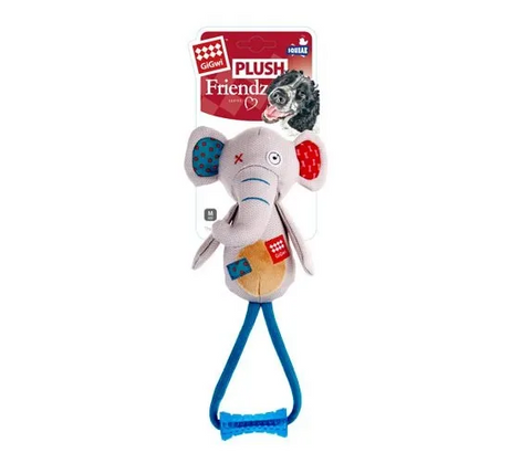 GIGWI PLUSH ELEPHANT W TPR JOHNY STICK