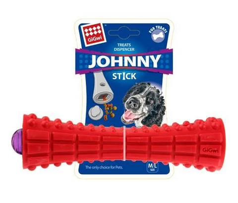 GIGWI JOHNNY STICK TREAT DISPENSER RED