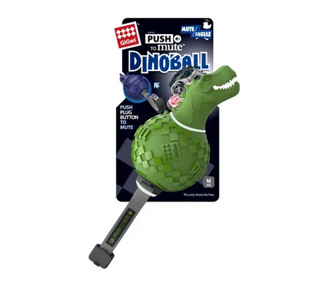 GIGWI DINOBALL TRICERATOPS PUSH TO MUTE GREEN