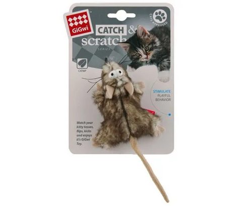 GIGWI CATCH SCRATCH MOUSE WITH CATNIP