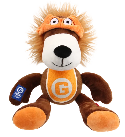 GIGWI AGENT LION PLUSH WITH TENNIS BALL
