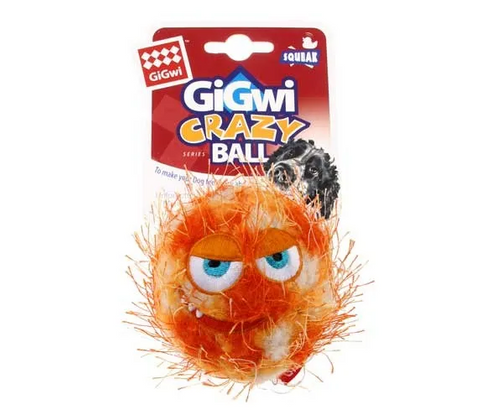 GIGWI CRAZY BALL WITH SQUEAKER ORANGE MEDIUM