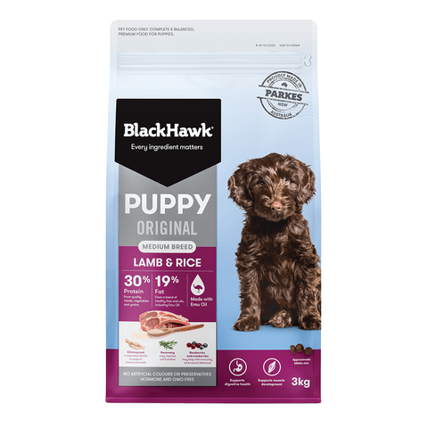 BLACKHAWK Puppy Med Breed Lamb/Rice 3kg