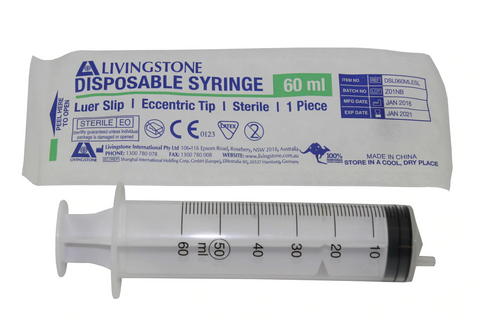 LIVINGSTONE Syringe 60ml BOX   (Slip Eccentric)