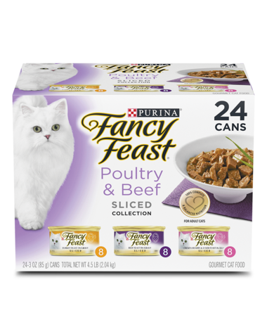 FANCY FEAST Poultry & Beef Sliced 24x85gm Variety Pack 445
