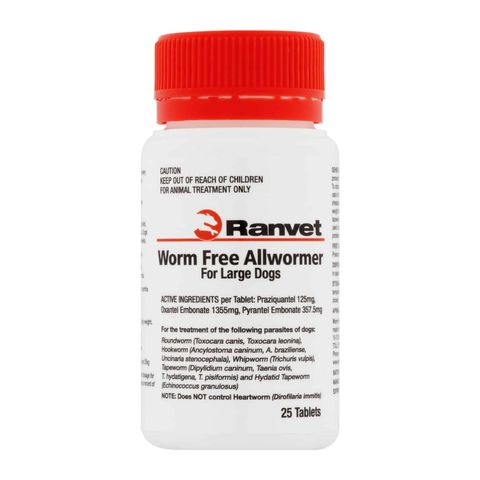 RANVET Allwormer 25kg x 100 Tabs