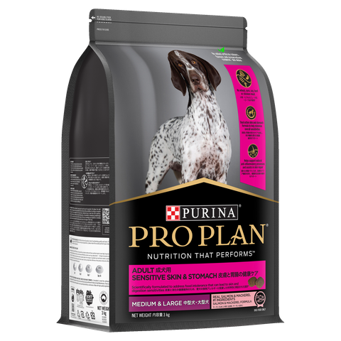 PRO PLAN Adult Sens Skin & Stom Medium & Large Breed Dry Dog Food 3kg