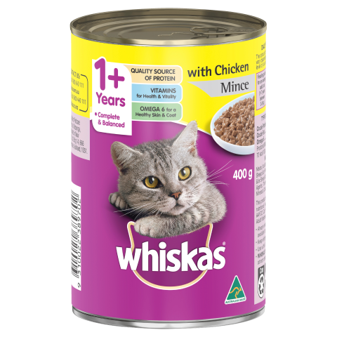 WHISKAS WET Chicken Mince  400g  (24/ slab)