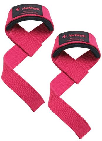 Harbinger Women's Padded Cotton Lifting Straps Pink 21"