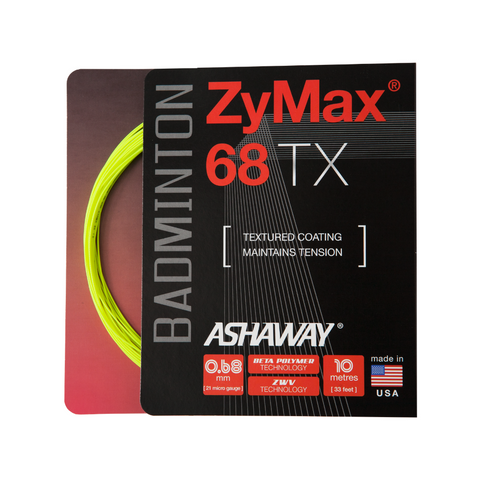 Ashaway ZyMax 68 TX Yellow Badminton String Set 10m