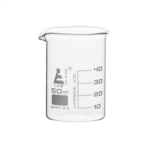 Beakers glass low form 50ml boro