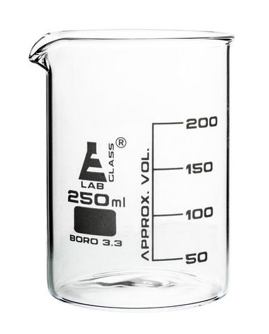 Beakers glass low form 250ml boro