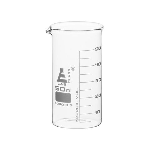 Beakers glass tall form 50ml boro