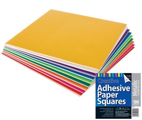 Adhesive Paper Squares Metallic 100s