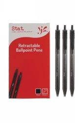 Pens retractable black medium 1.0mm Stat