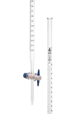 Burette glass PTFE s/c 25ml Cl.A blue