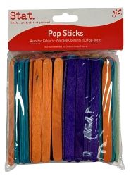 Craft popsticks assorted coloured pk150