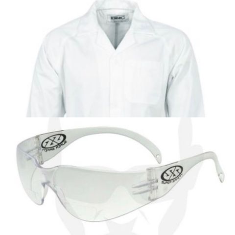Laboratory coat (Large) & glasses bundle