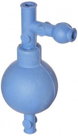 Pipette filler rubber bulb 3 valve Blue