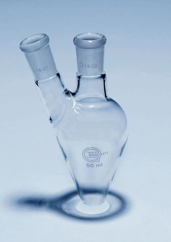 Flask pear shape 50ml 2-neck B14 Qfit