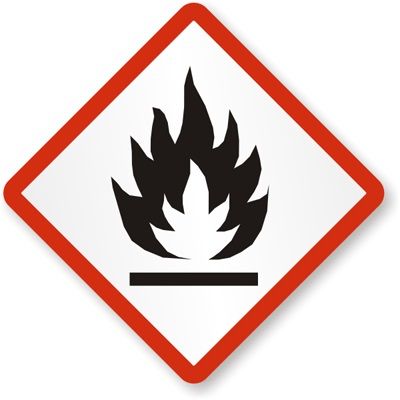 Labels "Flammable" 20x20mm GHS