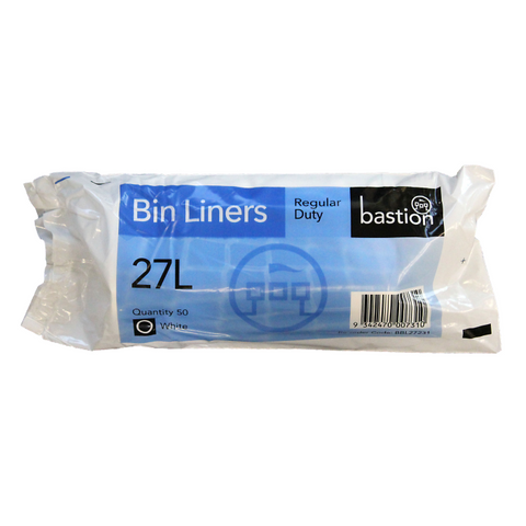 Bin liners regular duty 27lt white 20x50