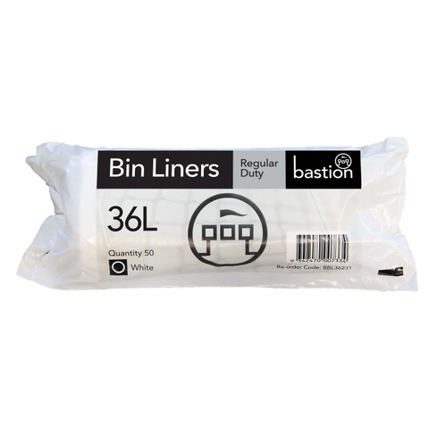 Bin liners regular duty 36lt white 20x50