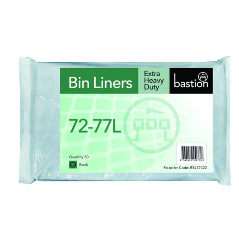 Bin liners extra heavy duty 72-77l black