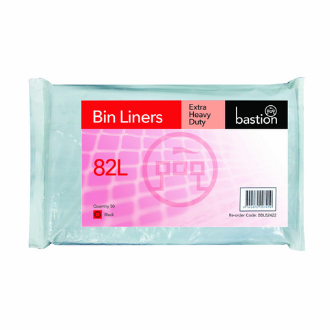 Bin liners extra heavy duty 82lt black