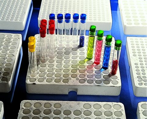 Test tube tray PS 96x 16.5x22mm holes