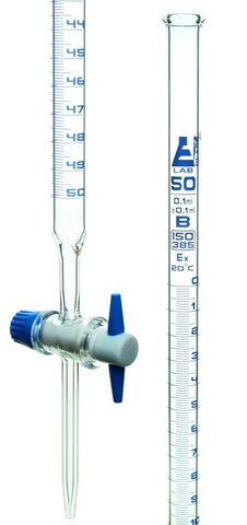 Burette glass PTFE s/c 50ml Cl. B blue