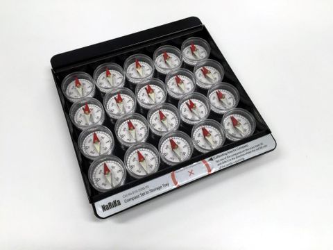 Compass in storage tray with calibration
