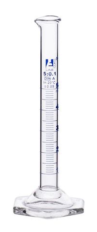Measuring cylinder glass 5ml Cl.A blue