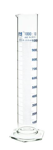 Measuring cylinder glass 1000ml Cl.A blu