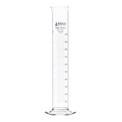 Measuring cylinder glass 1000ml Cl.A blu