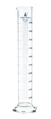 Measuring cylinder glass 2000ml Cl.A blu