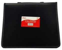 Binder A4 black 2-ring w/zipper & handle