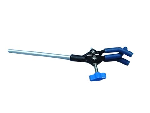 Clamp retort 3 rubber coated prongs blue