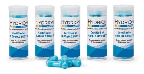 Buffer capsules pH 10.0 makes 100ml blue