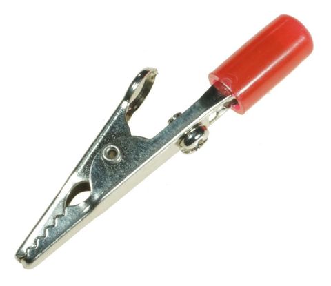 Alligator clip 4mm & screw Red 55mm