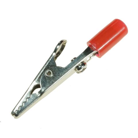 Alligator clip 4mm Red insulated shank