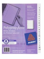 Dividers polypropylene A-Z index white