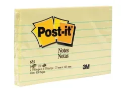 Post It notes lined yellow 73x123mm