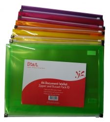 Document wallet Stat A4 w/zip assorted