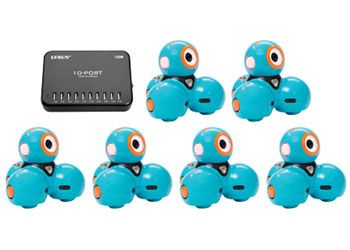 Dash Set of 6 Robots & 10-Port USB Crge